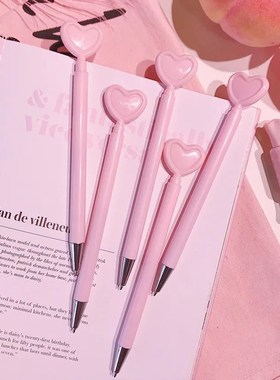 Pink Heart Press Gel Pen 0.4mm Black Ink Writing Signing Neu