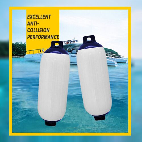 2 Pcs UV Protected Boat Fender Vinyl Ribbed Inflatable Bumpe