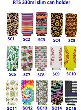 6PC Neoprene Slim Beer Can Cooler Tall Stubby Holder Foldabl