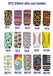 6PC Neoprene Slim Beer Can Cooler Tall Stubby Holder Foldabl