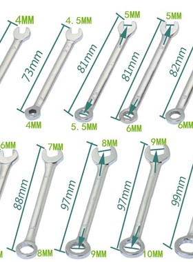 Mini Metal Box-end  Wrenches Spanner Set Key Chain Ring Key