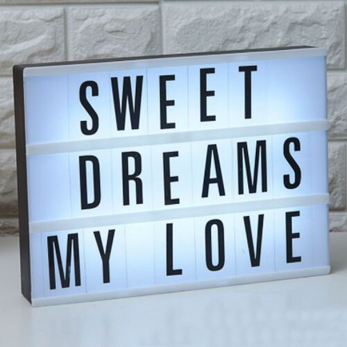 LED Night Light With 96 Letters Cards DIY Box Lamp AA Batter
