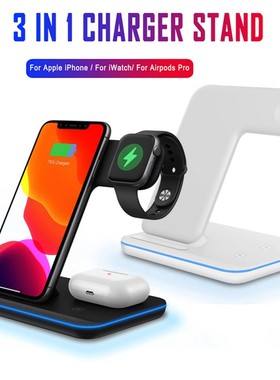 1pc New 15W 3 In 1 Qi Wireless Charger Stand For IPhone 12
