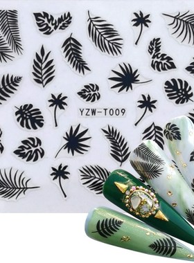 1pcs Stickers for Nails Designs Gold/Black Flower Leaf Line