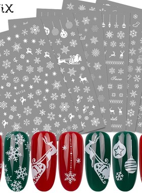 1 pieces stickers for christmas nails decals snowflakes env
