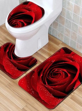 T Rose Bath Mats Valentine's Day 3 Piece Bathroom Set Rug An