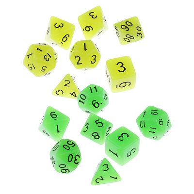7 Pieces Multi Sided Dices Glow in the Dark for Party Bar A