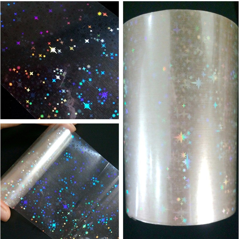 8cmx120m holographic stars nail sticker clear laser hot sta