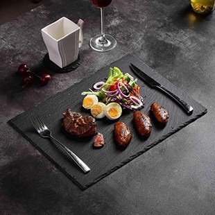 Natural Round Steak Plates Slate Coasters Pizza Fruit Tray D