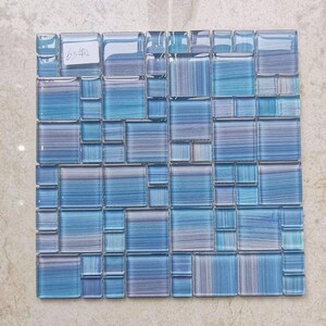 11pcs Crystal Glass Sky Blue hand painted mosaic tiles, kitc