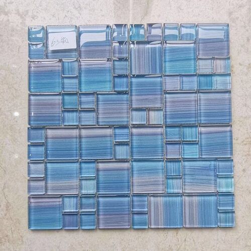 11pcs Crystal Glass Sky Blue hand painted mosaic tiles, kitc