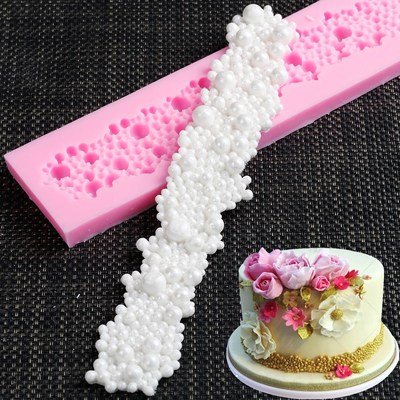 1PC 3D Pearls Strip Rose Flower Embossed Heart Buttons Ropes