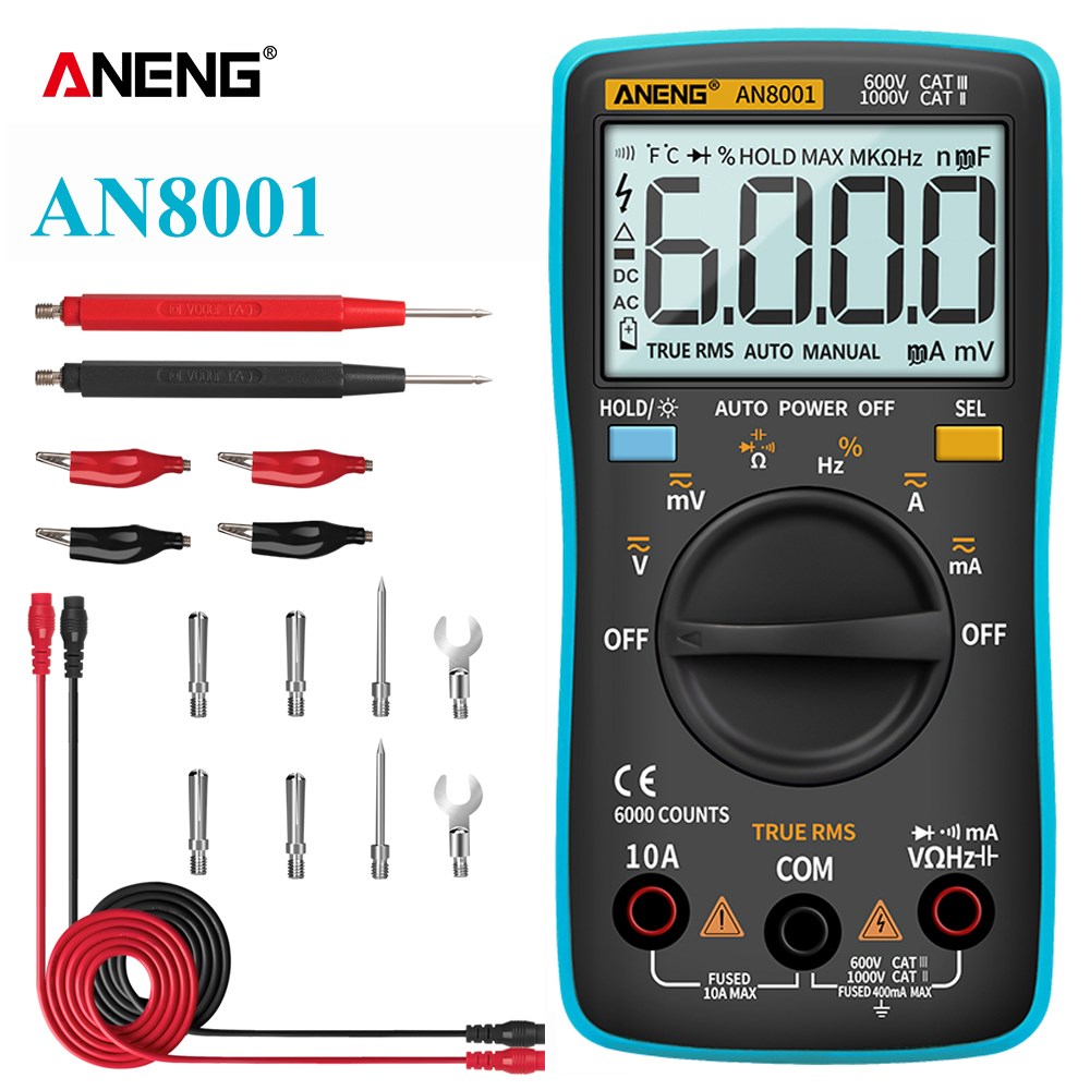 AN8001 Portable LCD Digital Multimeter tester 6000 Counts Ba
