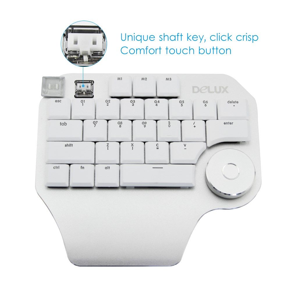 Delux T11 Bluetooth Keyboard Ergonomic Designer Single Hand