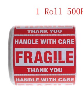 500Pcs/Roll Fragile Shipping Mailing Handle With Care Stick