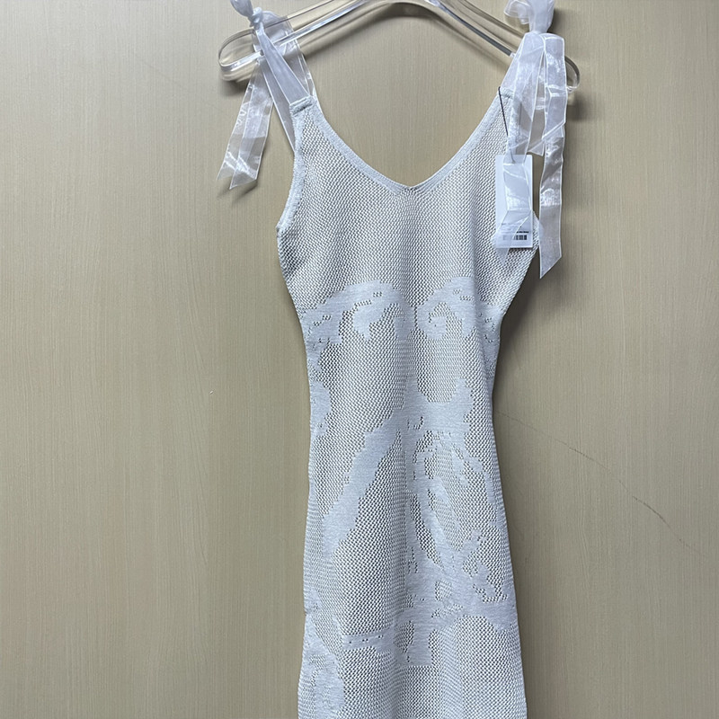 SCULPTOR 夏季蕾丝吊带针织迷你裙女性感纯欲超短裙轻薄透中长裙