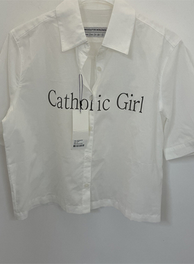 SCULPTOR 夏款白色轻薄短袖衬衫女小个子五分袖短款纯棉上衣