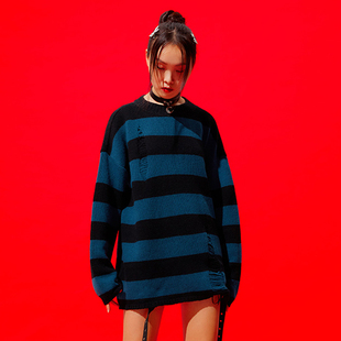 慵懒风条纹破洞设计感毛衣针织衫 CLUT STUDIO
