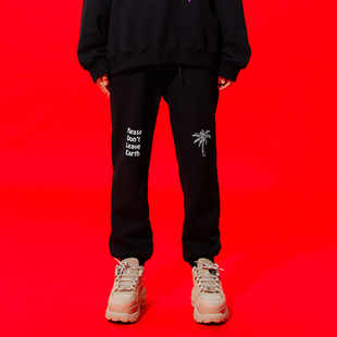 图案字母印花宽松休闲百搭直筒束脚裤 CLUT STUDIO