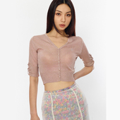 CURETTY 显瘦百搭上衣 针织开衫 纯色V领修身 短款