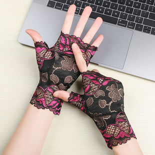 薄款防晒蕾丝手套女夏半指手套开车骑行手套舞蹈礼仪时尚百搭遮阳
