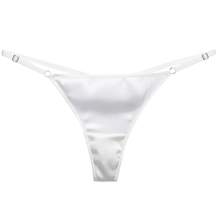 女无痕白色真丝内裤女可调节丁字裤性感女桑蚕丝t裤头