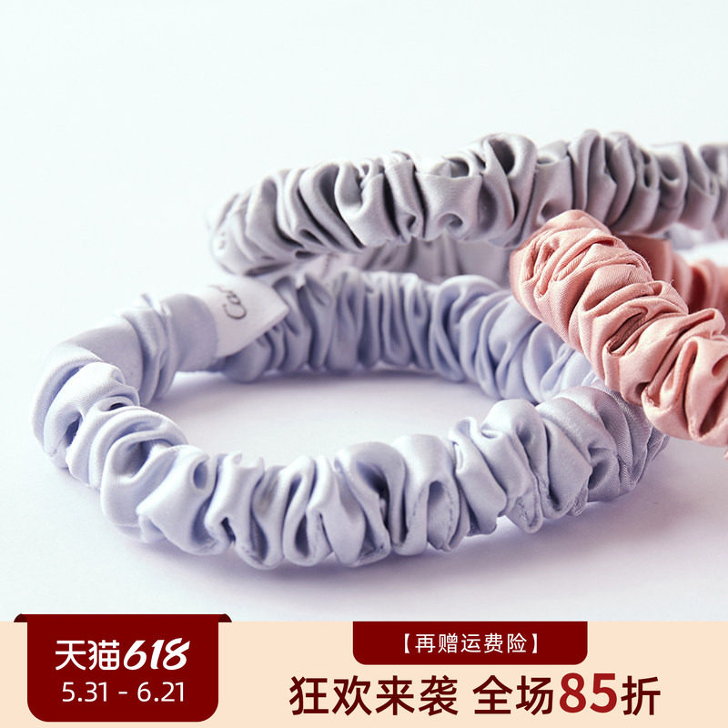100%桑蚕丝真丝发圈发带护发不伤发无痕女头绳头饰细大肠发圈马尾