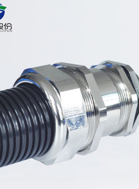 蓝盛带锁紧波纹管铜镀镍电缆接头IP68防水塑料软管格兰头密封葛兰