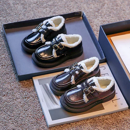 Утепленные детские удерживающие тепло туфли для кожаной обуви, коллекция 2022, мягкая подошва