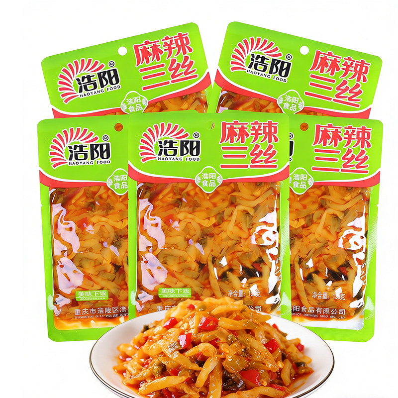 涪陵浩阳麻辣三丝榨菜123g*50袋爽口下饭菜袋装四川泡菜配粥小菜图片