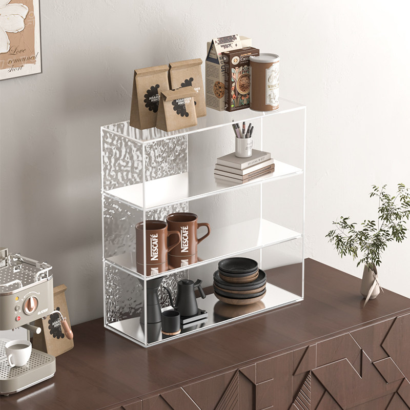 亚克力极简不锈钢收纳架桌面多层置物包豪斯香水杯子展示架