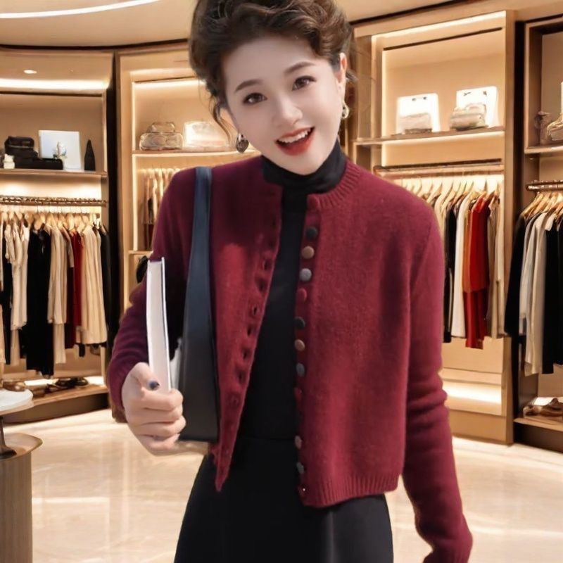 【专柜品质】高级感洋气设计感针织开衫秋冬季新款显瘦简约毛衣女