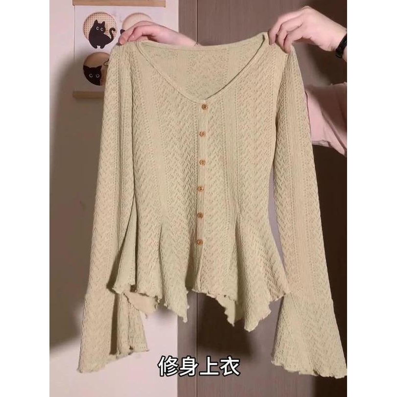 韩版休闲慵懒风OOTD穿搭一整套早秋新款独特别致上衣休闲裤两件套