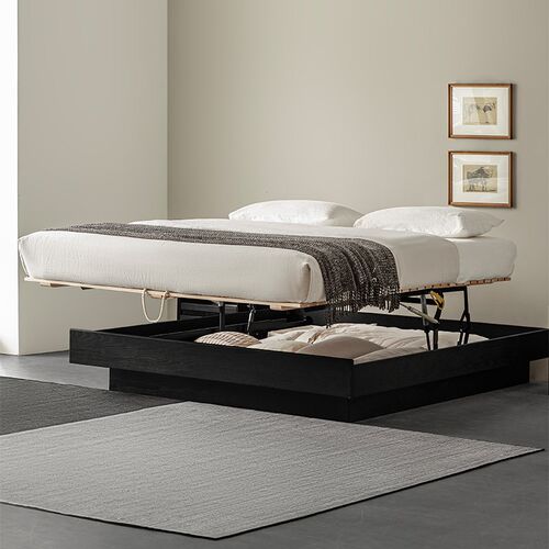 梵也家具无床头箱体床白蜡木实木框架床气压储物床卧室双人床收纳