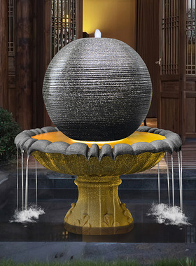 家家水美欧式球型流水喷泉摆件酒店客厅落地鱼池景观转运招财装饰