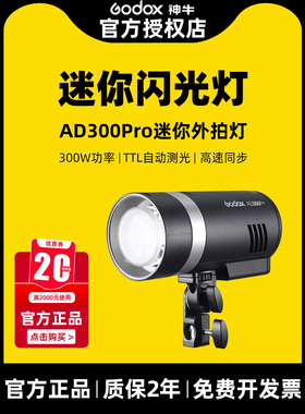 Godox神牛ad300pro外拍闪光灯锂电池300W大功率户外压太阳光灯模