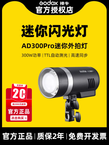 Godox神牛ad300pro外拍闪光灯锂电池300W大功率户外压太阳光灯模