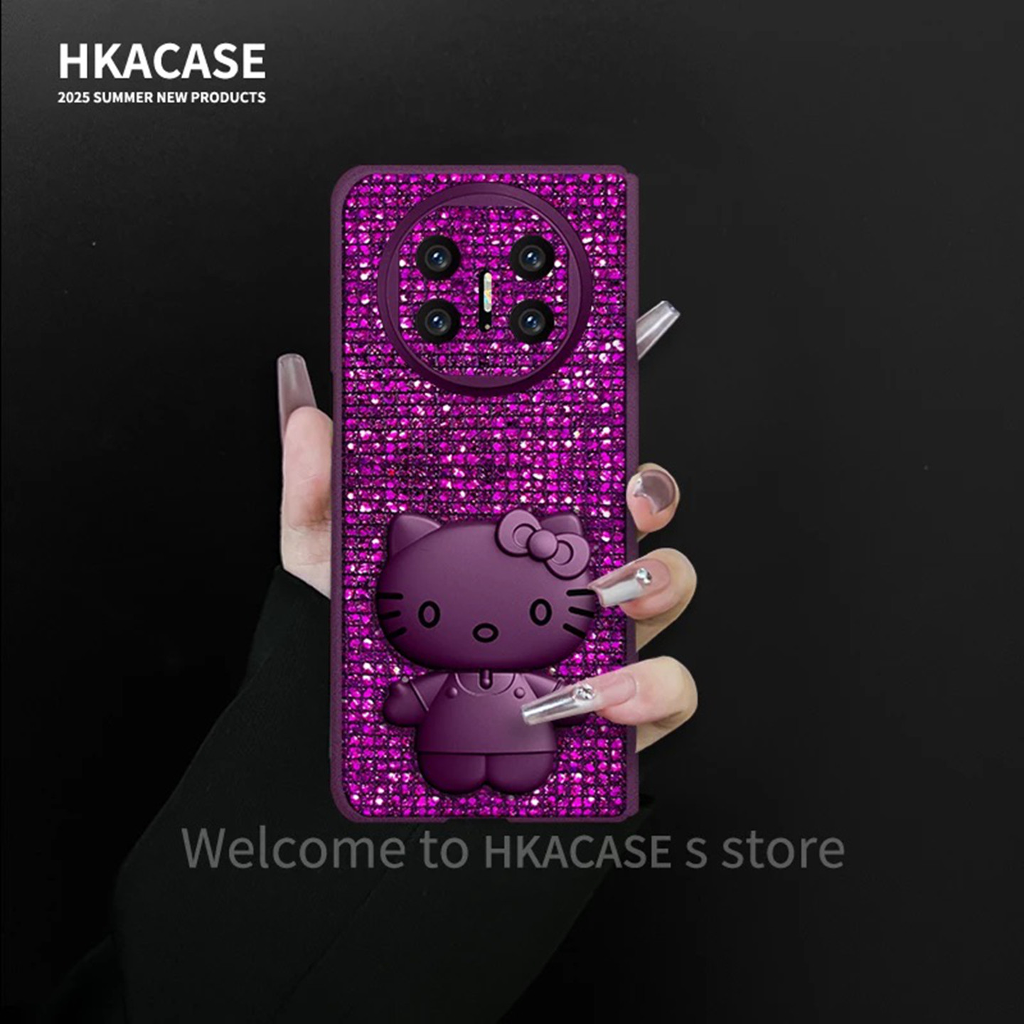 紫色星空折叠适用华为matex6手机壳新款高级感华为matex5外壳全包防摔凯蒂猫支架带手链matex3保护壳女款,3C数码配件,手机保护套/壳,淘宝优惠券,粉丝福利购,淘宝优惠卷