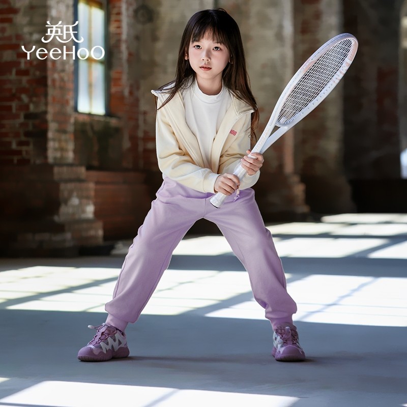 英氏女童裤子长裤春季款2026新款卫裤纯色休闲运动裤中大童束脚裤