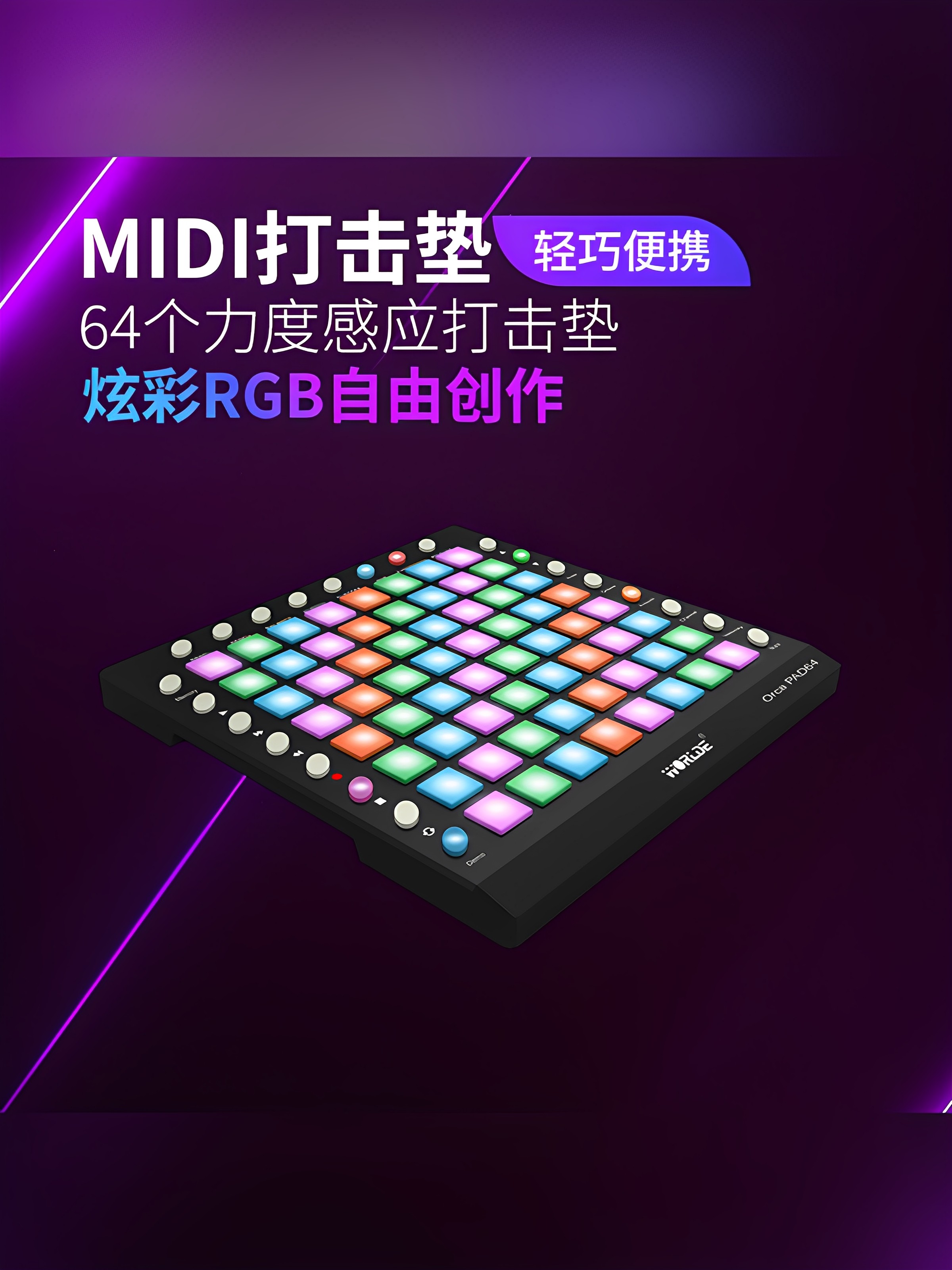 laun электрическая перкуссионная панель chpad вибрато начинающий midi-контроллер дисковый музыкальный инструмент midi-клавиатура dj-аранжировщик Изображение 1