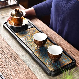 手工干湿两用泡茶盘 复古漆器茶具干泡盘简约实木天然大漆茶台中式