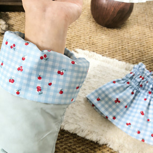 格子印花羽绒服套袖日式袖套上课上班高颜值小款防脏袖口保护套