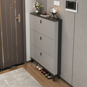 门口鞋柜家用新款2024爆款超薄门外走廊柜翻斗玄关柜一体窄款入户