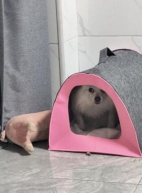 网红毛毡猫床猫窝四季通用保暖猫舍封闭式猫产房可折叠宠物毛毡窝