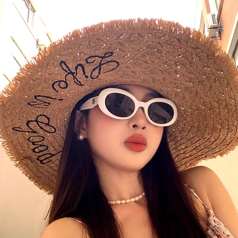 草帽女夏季防晒超大帽檐遮阳帽沙滩海边度假太阳帽子2025新款夏天