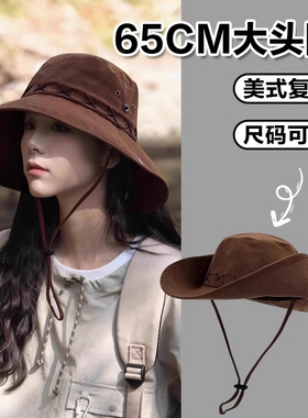 美式西部牛仔帽子女夏防晒渔夫帽川西旅游遮阳帽男户外露营登山帽