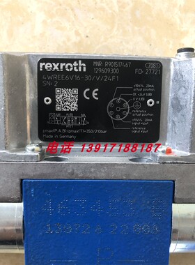 力士乐比例阀R901517467 4WREE6V16-30/V/24F1品牌德国液压