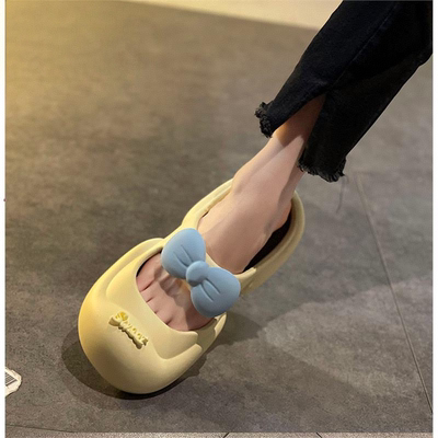 日本进口品质踩屎感厚底蝴蝶结洞洞鞋女外穿2024夏新款包头凉拖鞋