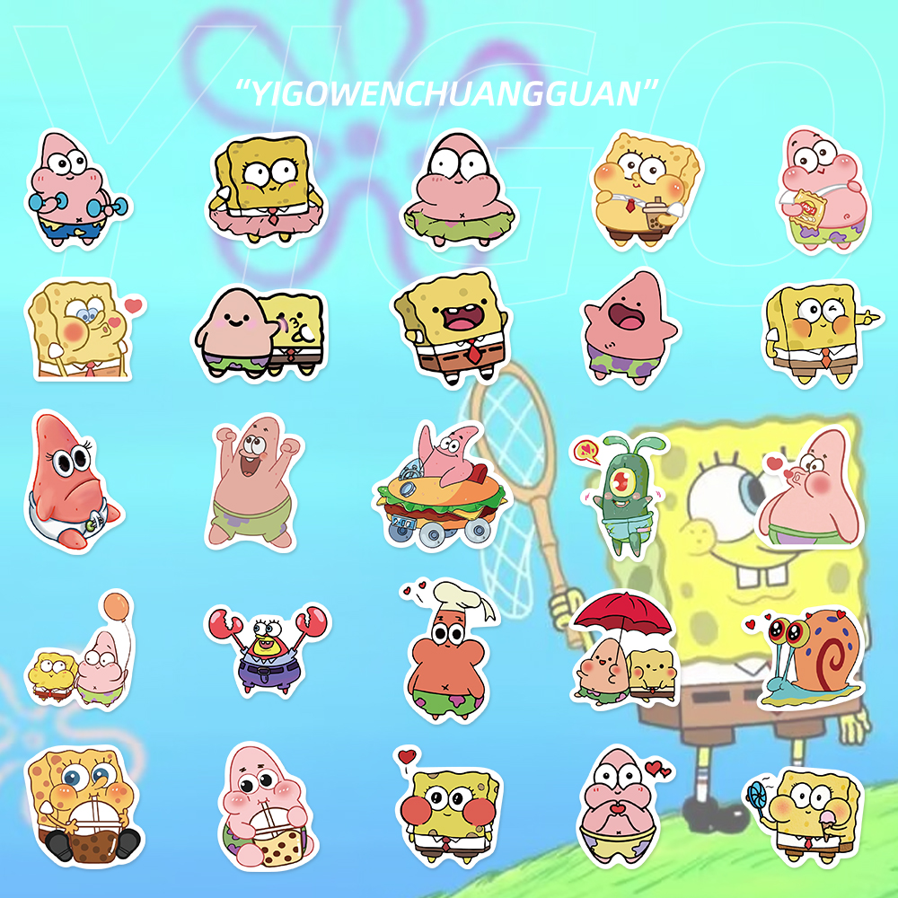 60张卡通动画Q版海绵宝宝贴纸