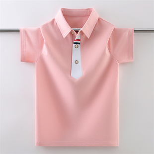 t恤POLO衫 新款 女童短袖 2025夏季 小学生班服 儿童纯棉吸汗夏装 半袖
